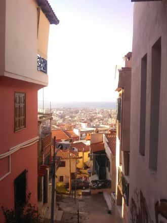 I närheten av mitt hostel i Thessaloniki.